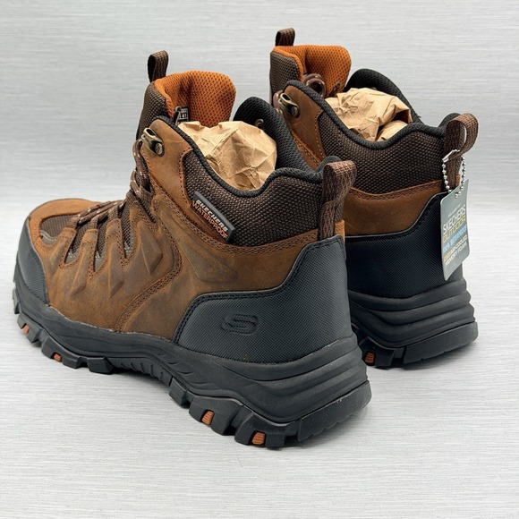 Skechers Waterproof Hiking Boots Men's 9.5 Brown Leather Outdoor Trail 204910 - Picture 11 of 14